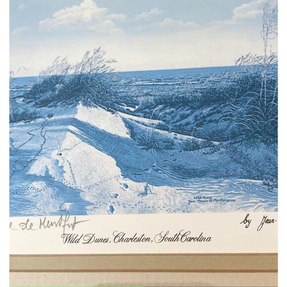 Jean Claude de Montfort Vintage Signed Framed Print Wild Dunes Charleston SC - Picture 6 of 7